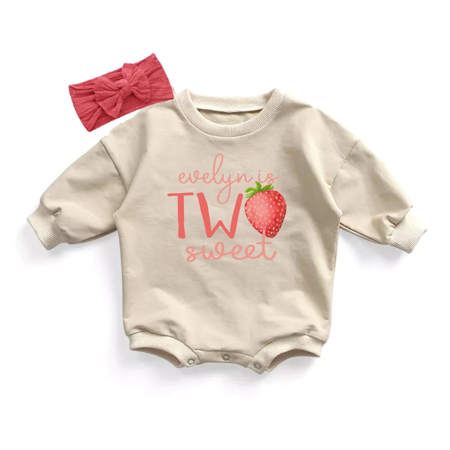 Strawberry Birthday Shirt Two Sweet Pink Strawberry Birthday Romper - Squishy Cheeks