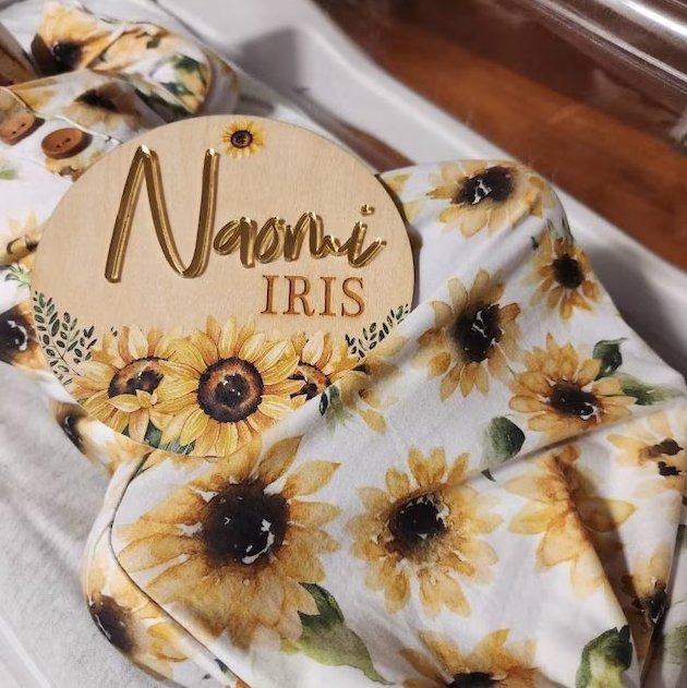 Sunflower Wood Name Sign - Squishy Cheeks