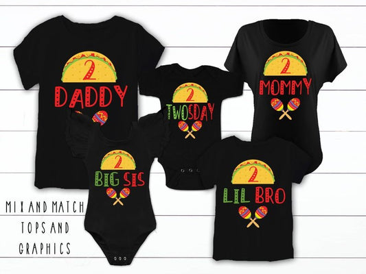 Taco Tuesday Fiesta Birthday Family Matching Tops - Squishy Cheeks