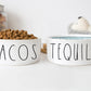 Tacos And Tequila Funny Ceramic Pet Food Bowls Set - Squishy Cheeks