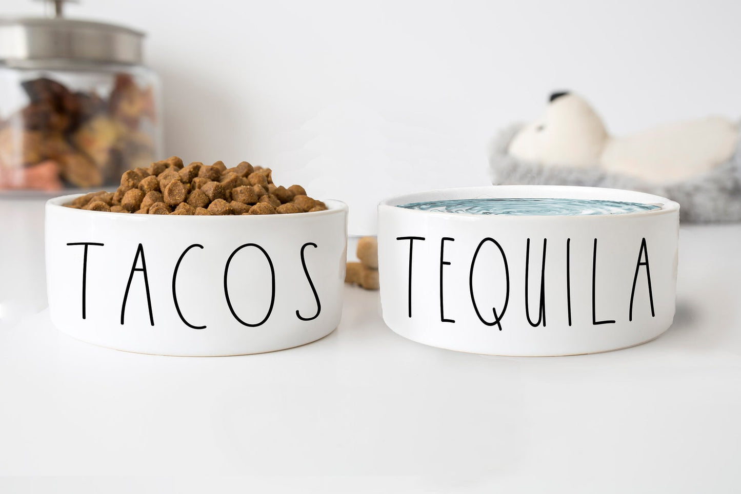 Tacos And Tequila Funny Ceramic Pet Food Bowls Set - Squishy Cheeks