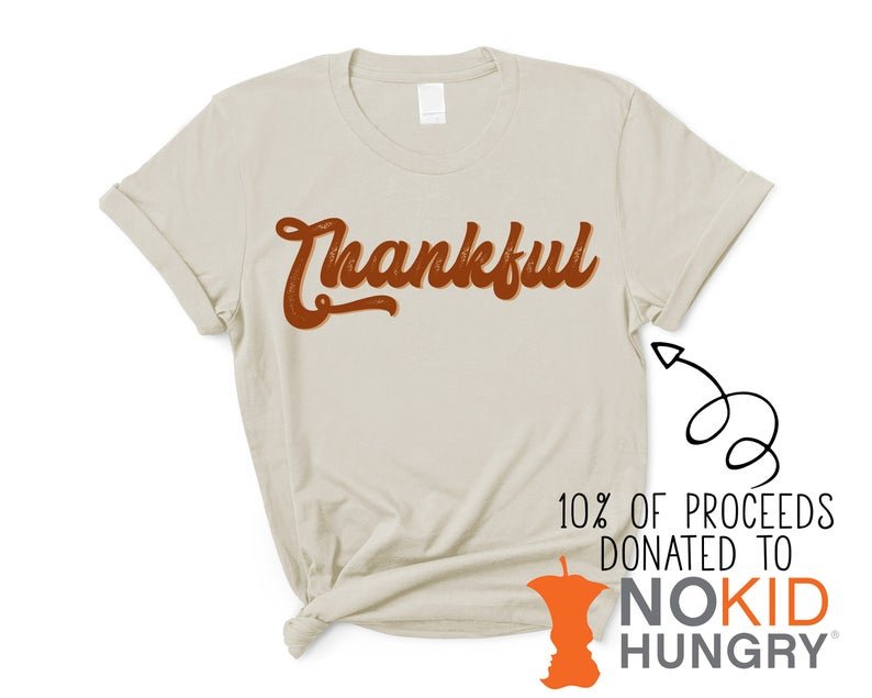 Thanksgiving Thankful Retro No Kid Hungry Tee Shirt - Squishy Cheeks