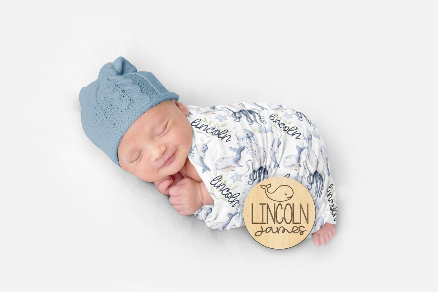 Under the Sea Blanket, Personalized Blanket, Nautical Blanket, Personalized Baby Boy Blanket Pillow Set Baby Swaddle Baby Shower Gift - Squishy Cheeks