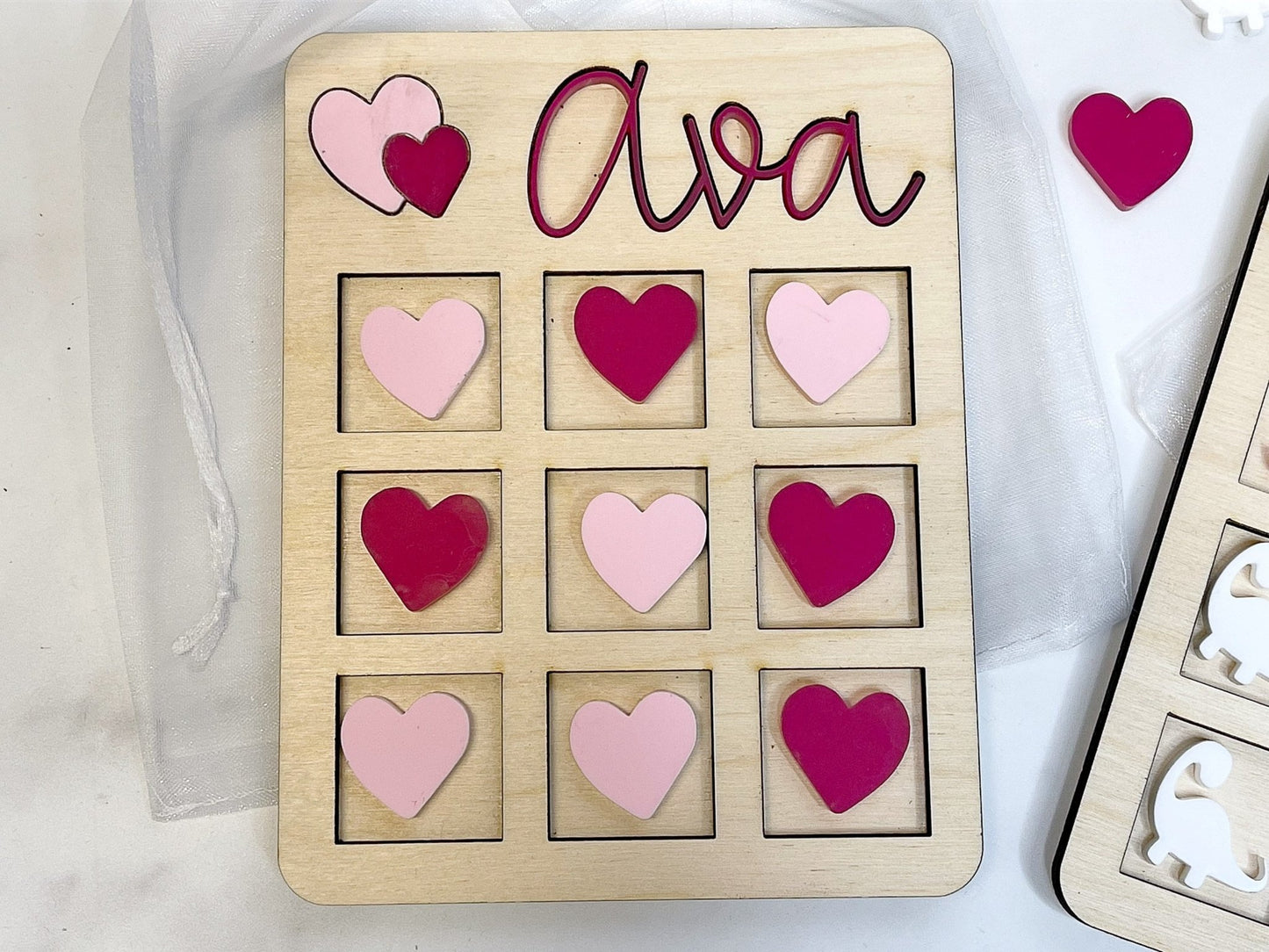 Valentines Day Gift for Kids Personalized Tic Tac Toe Boards with Bag Valentine Game - Squishy Cheeks