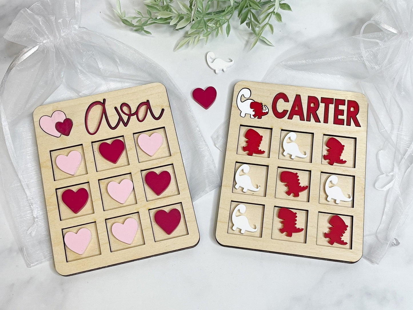 Valentines Day Gift for Kids Personalized Tic Tac Toe Boards with Bag Valentine Game - Squishy Cheeks