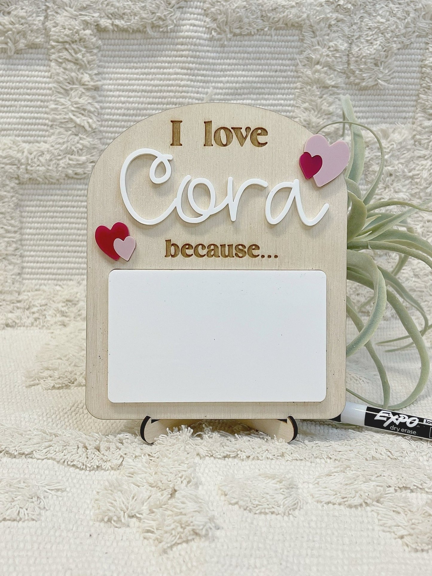 Valentines Day Gift for Kids Personalized Valentine Decor I Love You Because Dry Erase Reusable Sign - Squishy Cheeks