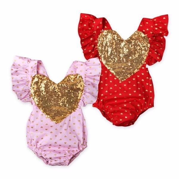 Valentine's Day Heart Bubble Romper - Squishy Cheeks