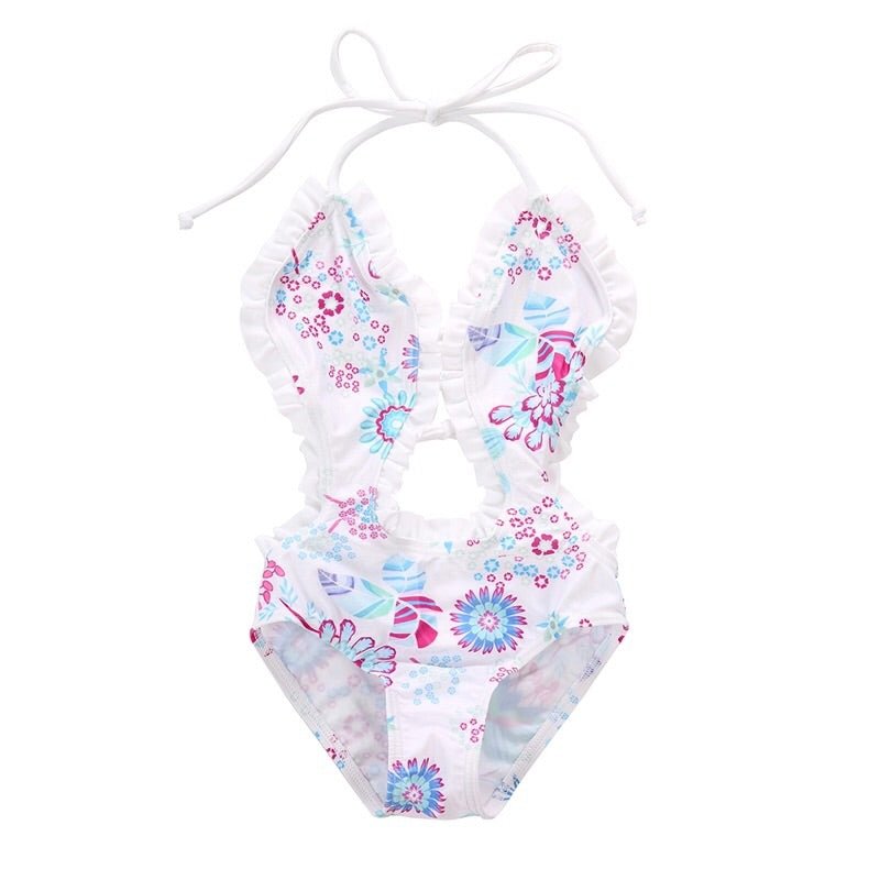 White Floral Swimsuit - Squishy Cheeks