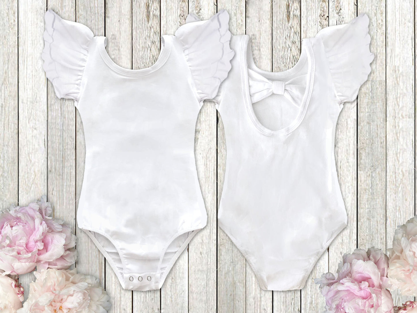 WHOLESALE: Bow Back Flutter Sleeve Leotards - 20 PIECE MINIMUM - Squishy Cheeks