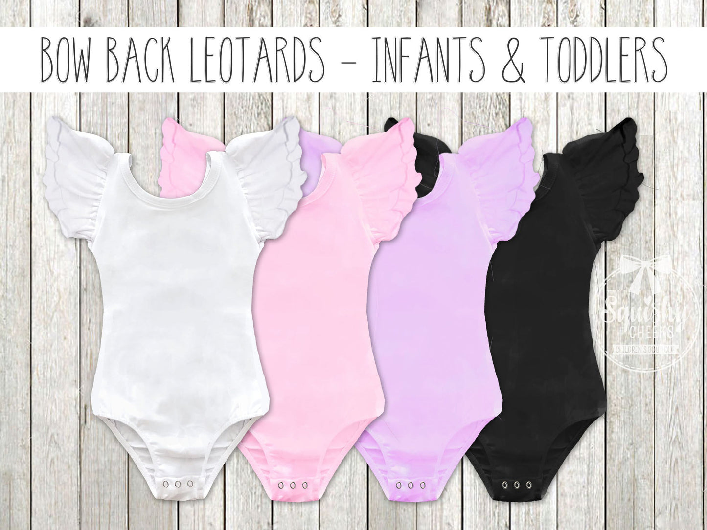 WHOLESALE: Bow Back Flutter Sleeve Leotards - 20 PIECE MINIMUM - Squishy Cheeks