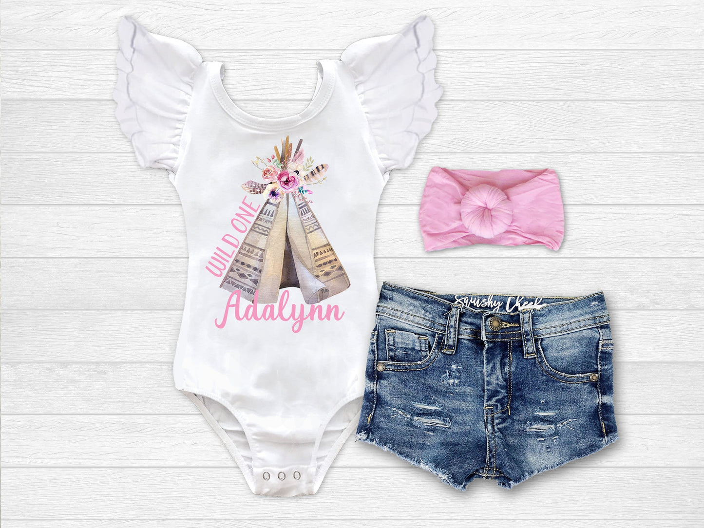 Wild One Personalized Birthday Shirt Boho Teepee - Squishy Cheeks