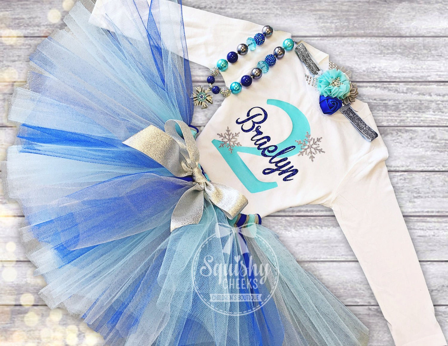 Winter Wonderland Birthday Snowflake Top Only - Squishy Cheeks