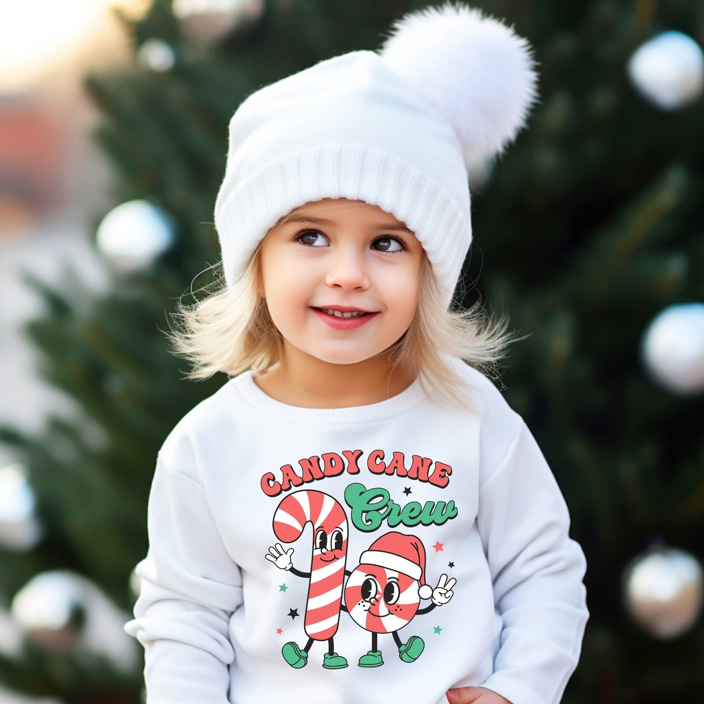 Woman's Candy Cane Christmas Crew Family Matching Shirts Sweatshirts Mommy and Me Candy Cane Crew - Squishy Cheeks