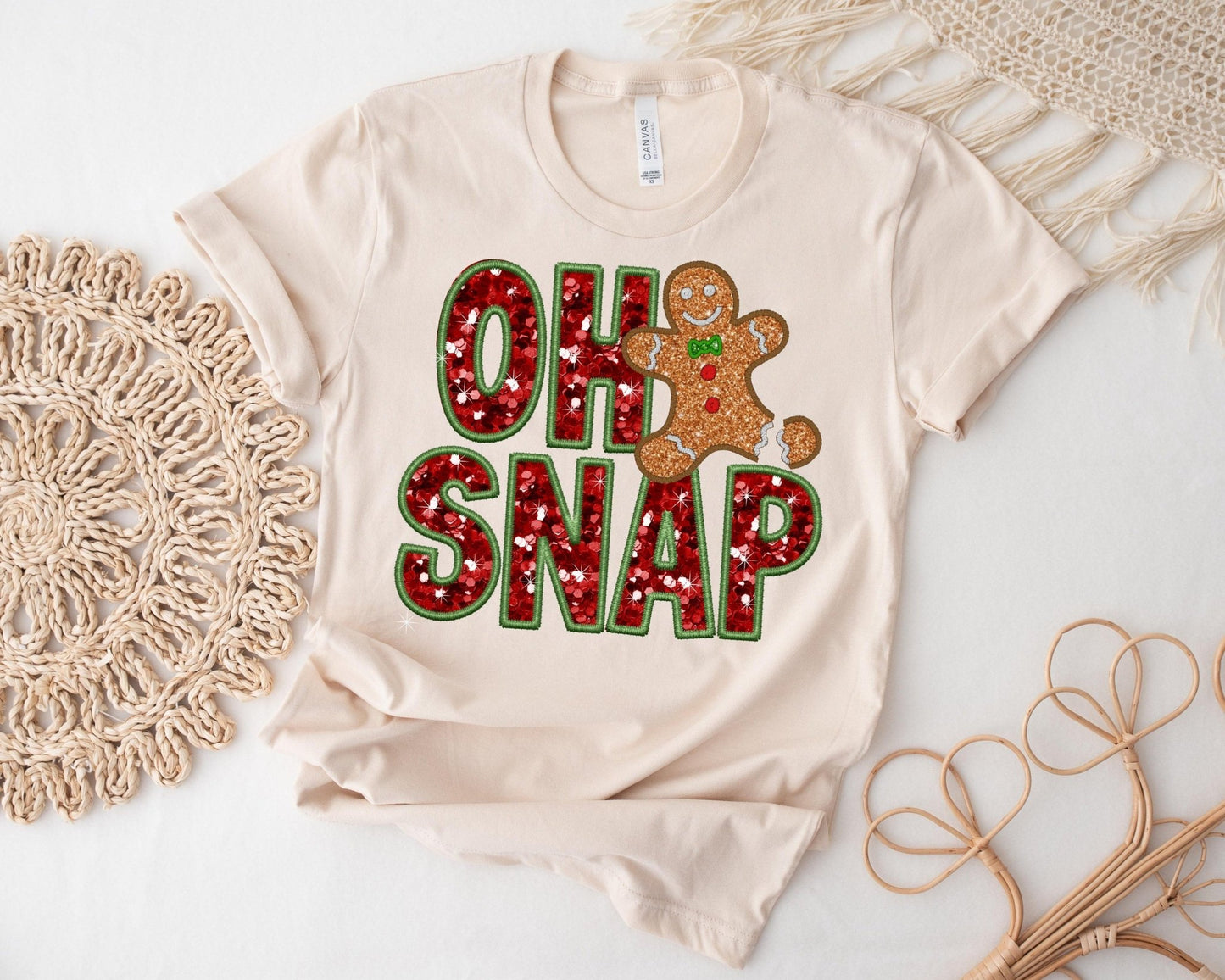 Woman's Oh Snap Funny Christmas Sweatshirt Tee Shirt - Squishy Cheeks