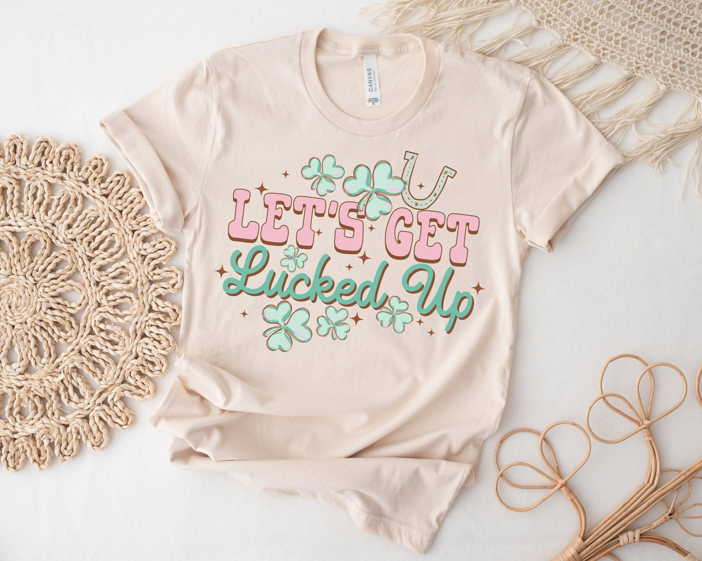 Womans St Patricks Day Shirt Funny St Paddys Day Shirt Lets Get Lucked Up - Squishy Cheeks