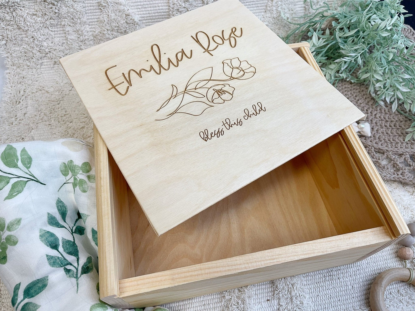 Wood Personalized Keepsake Box Memory Box - Squishy Cheeks