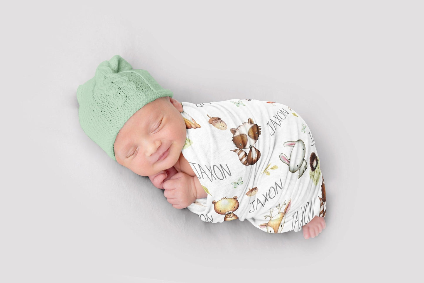 Woodland Animal Baby Nursery Forest Personalize Baby Blanket Baby Girl Blanket Baby Boy Blanket Swaddle Baby Shower Gift Name Blanket - Squishy Cheeks