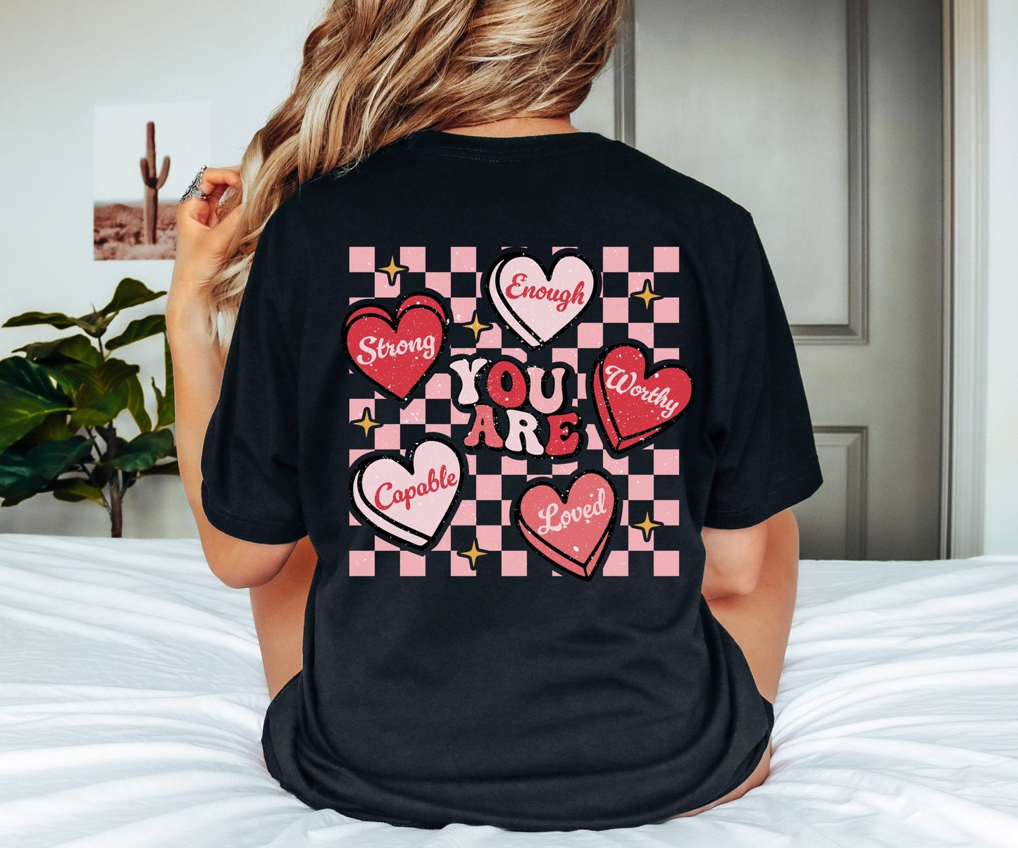 You are Enough, Loved, Worthy Retro Valentines Day Self Love Valentine Sweatshirt Valentine's Shirt - Squishy Cheeks