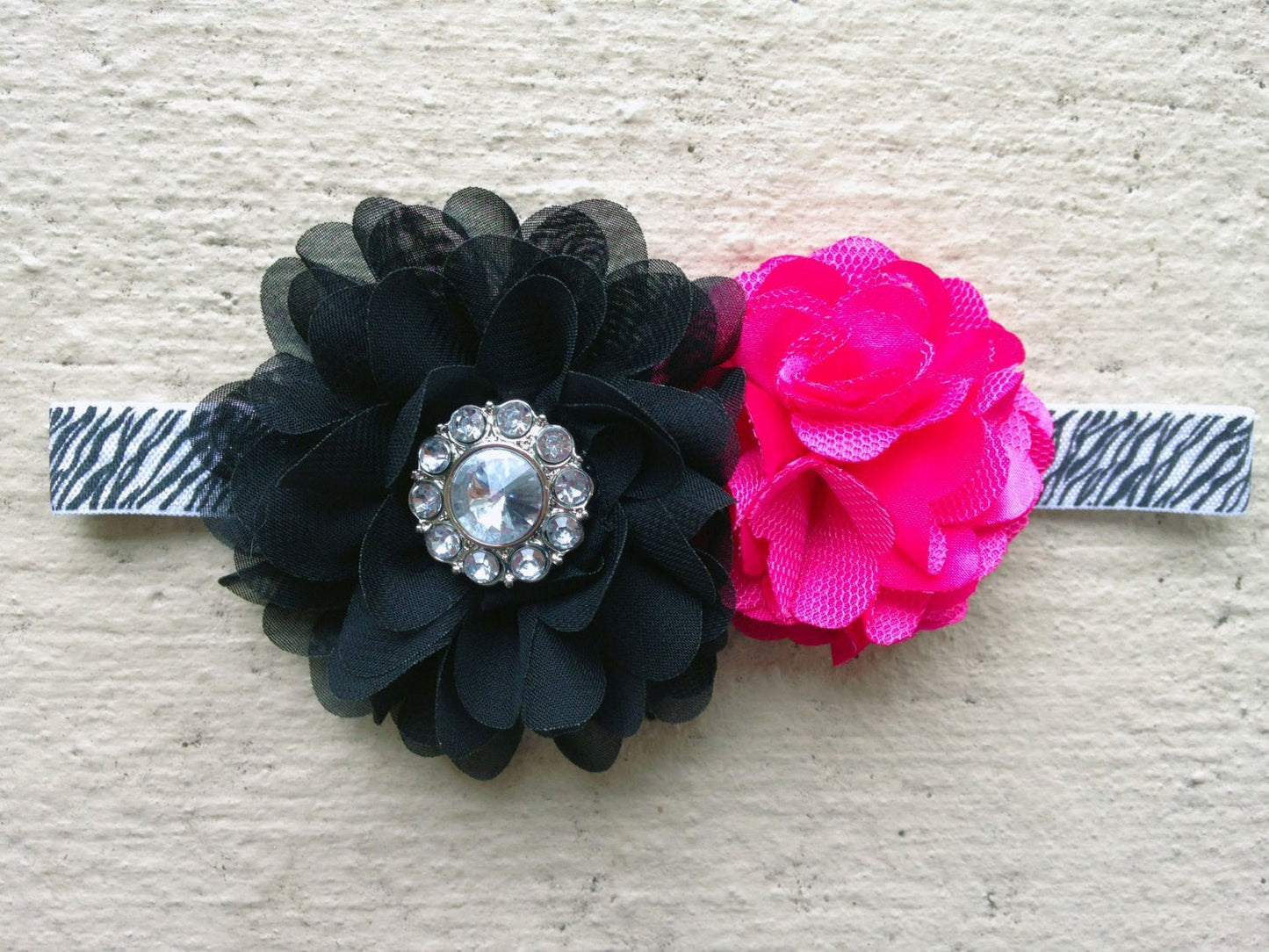 Zebra, Black and Hot Pink Headband - Squishy Cheeks