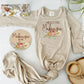 Baby Girl Floral Gown, Custom Vintage Floral Baby Newborn Gown W/ Name, Gift Set - Squishy Cheeks