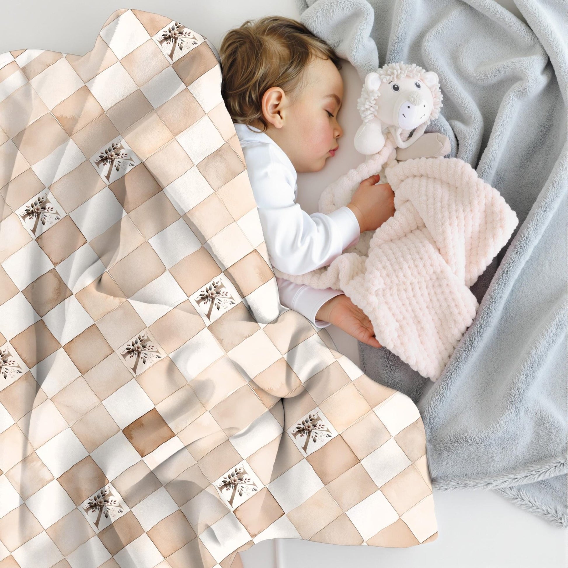 Baby Girl Neutral Blanket, Vintage Nursery Blanket, French Country Baby Decor - Squishy Cheeks