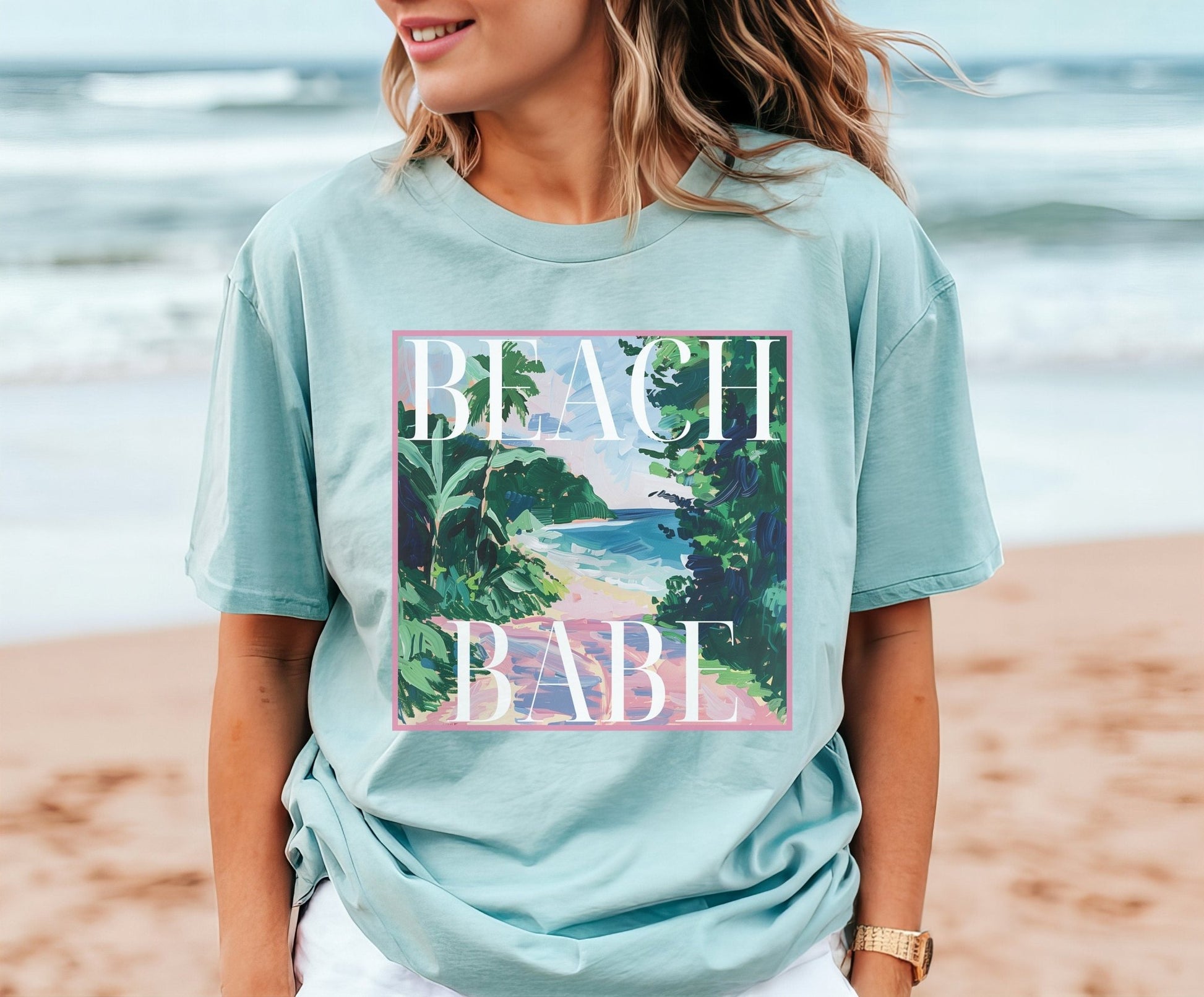 Beach Babe Bachelorette Party Shirts, Beach Babe Girls Trip Shirts - Squishy Cheeks