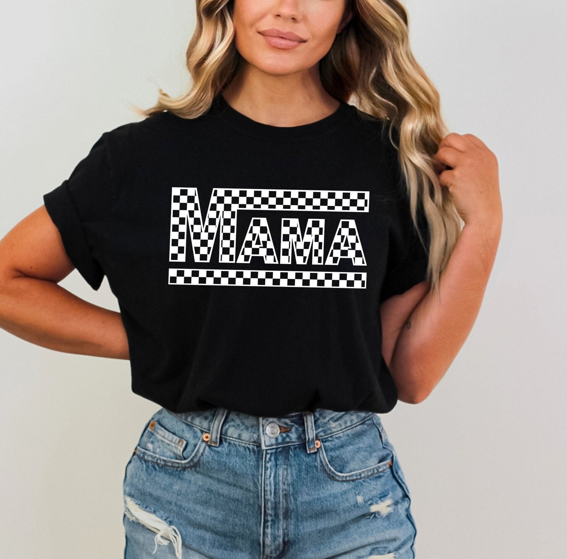 Checkered Family Shirts, Checkered Mama Dad Mini, Personalized Checkered Mama Matching Shirts - Squishy Cheeks