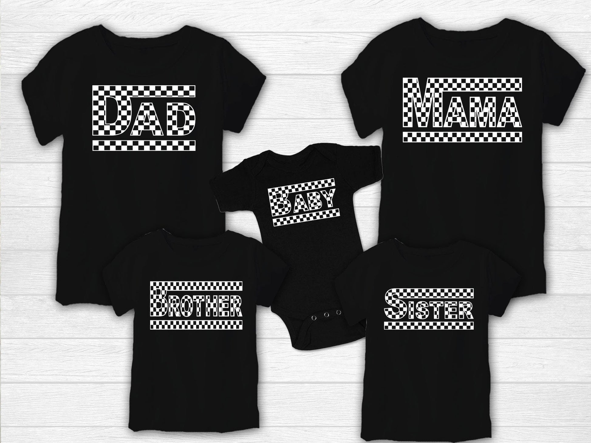 Checkered Family Shirts, Checkered Mama Dad Mini, Personalized Checkered Mama Matching Shirts - Squishy Cheeks