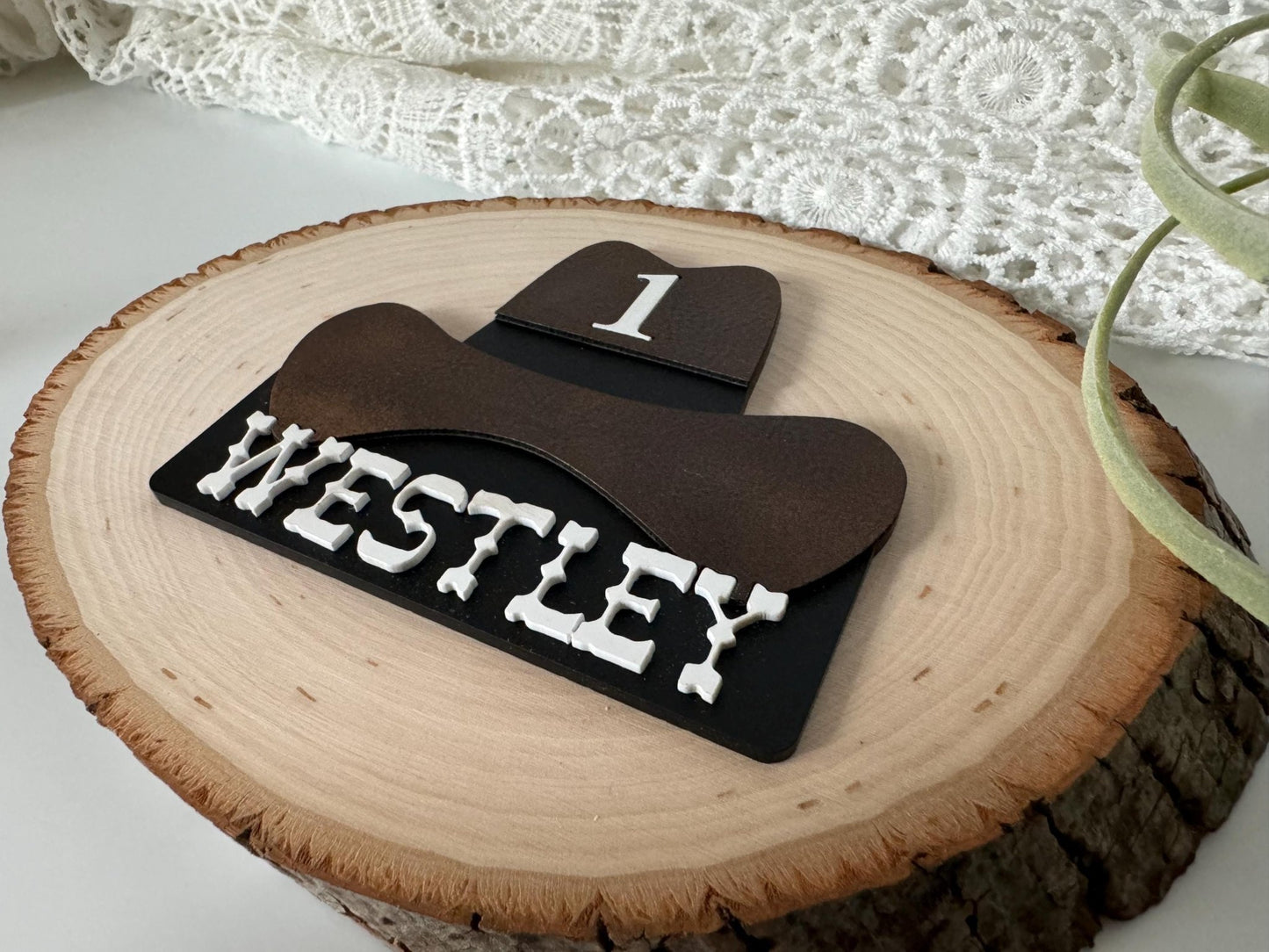 Cowboy Hat Cake Topper, First Birthday Personalized Western Topper, 1st Birthday - Squishy Cheeks