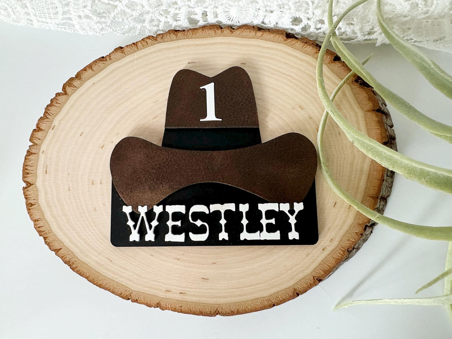 Cowboy Hat Cake Topper, First Birthday Personalized Western Topper, 1st Birthday - Squishy Cheeks