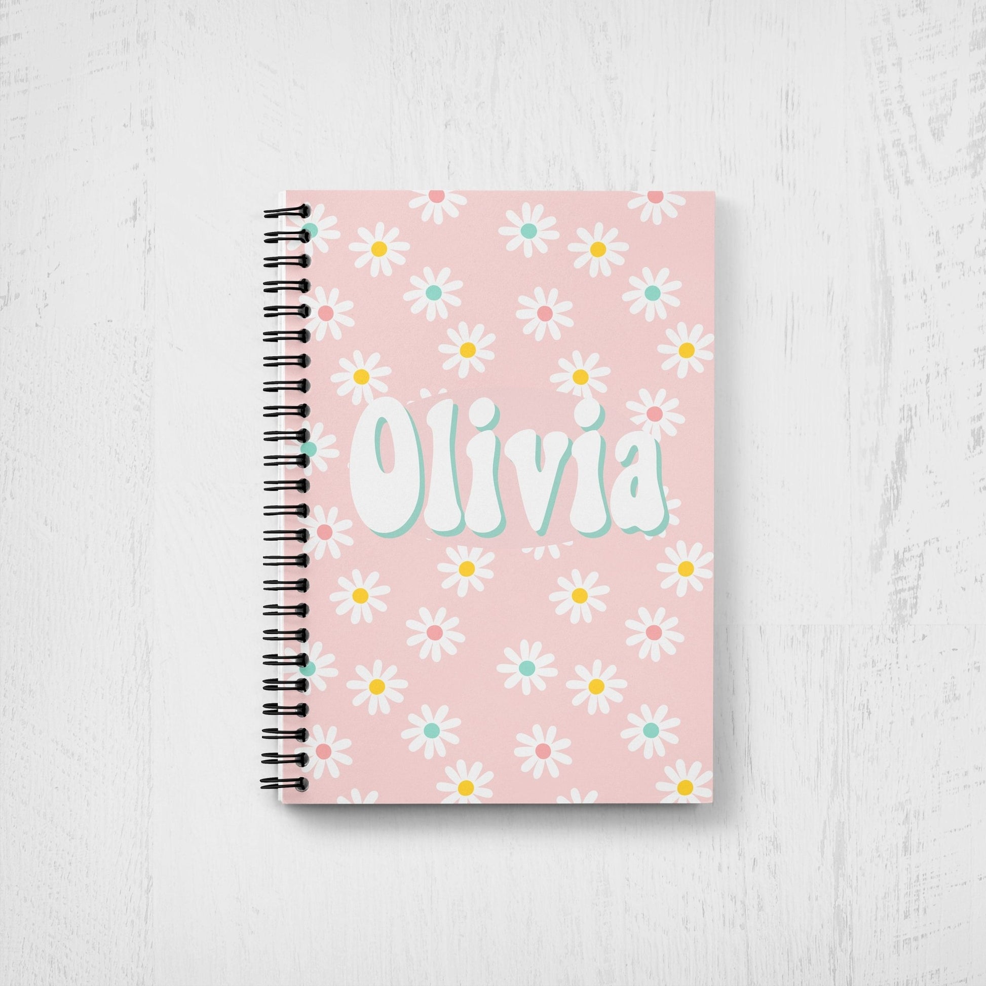 Daisy Print Custom Name Notebook Girls Personalized Daisy Notebook School Supplies - Squishy Cheeks