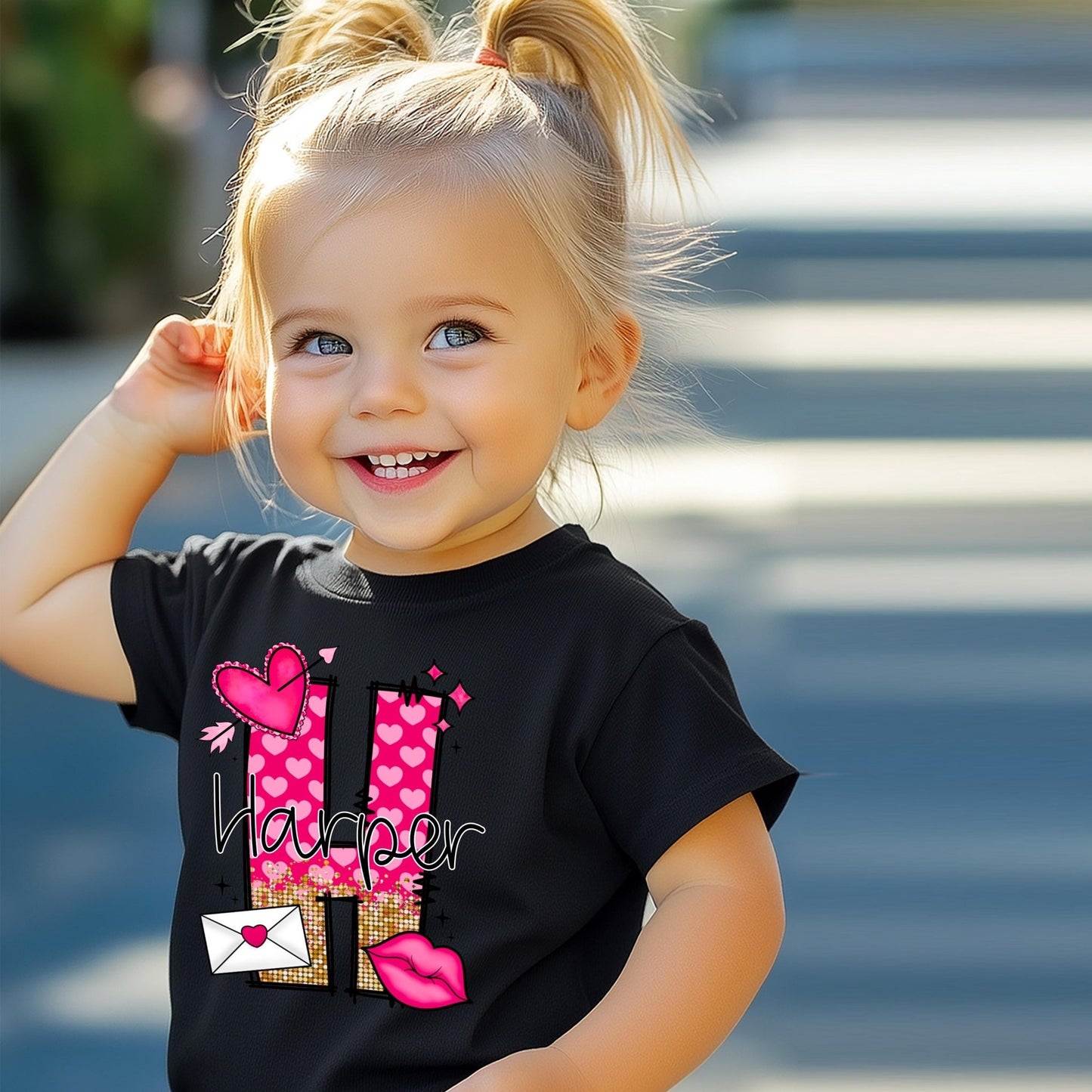 Girls Personalized Valentines Day Shirt with Name, Bodysuit, Shirt & Sweatshirt - Squishy Cheeks