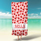 Girls Strawberry Personalized Beach Towel, Retro Custom Beach Towel, Custom Children's Pool Towel Bathing Towel with name - Squishy Cheeks