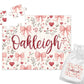 Girls Valentines Day Gift, Bows and Hearts Personalized Name Puzzle - Squishy Cheeks