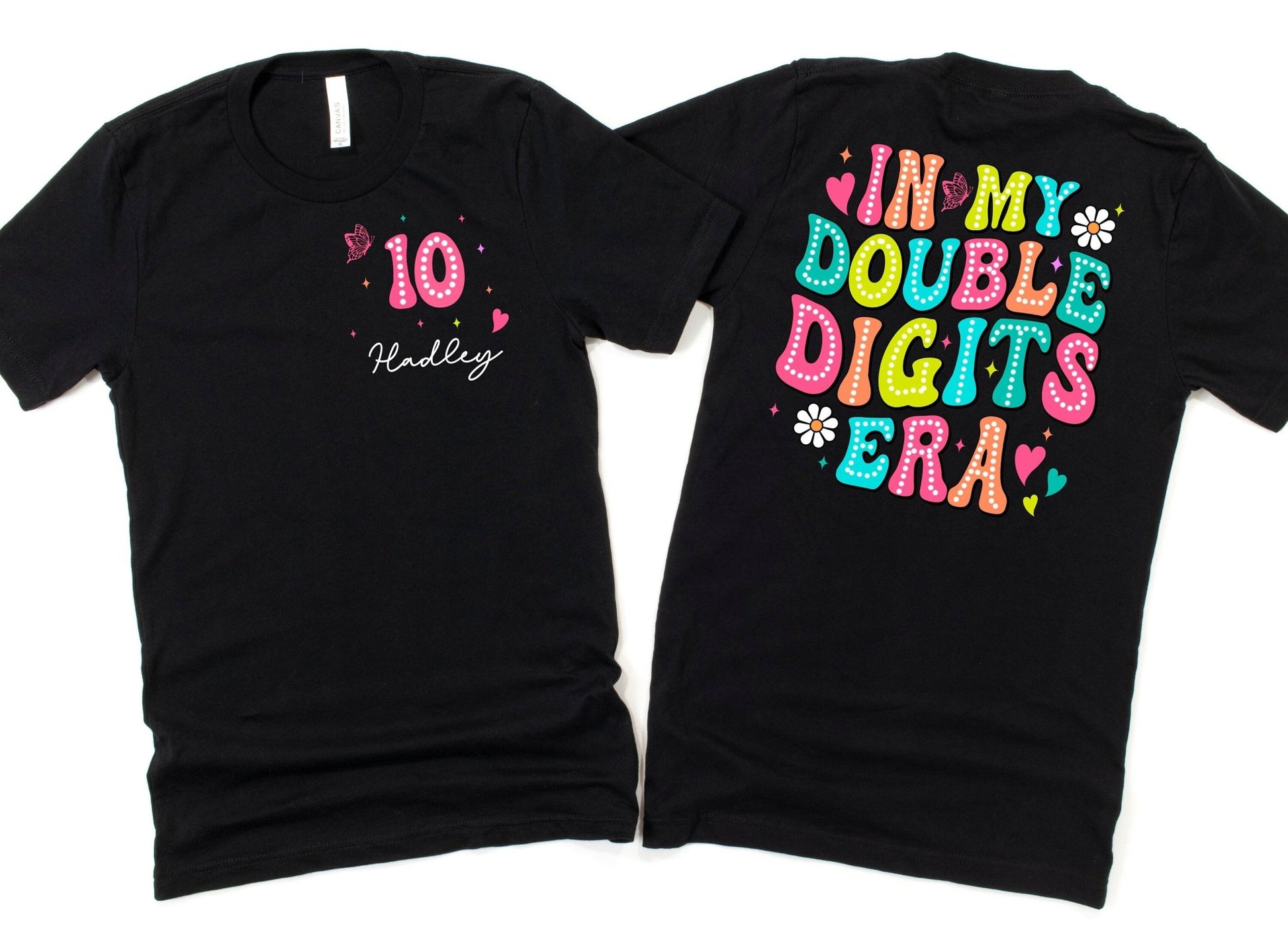 In My Double Digits Era Tee, 10th Birthday, Custom Birthday Girl Shirt Any Name And Age - Squishy Cheeks