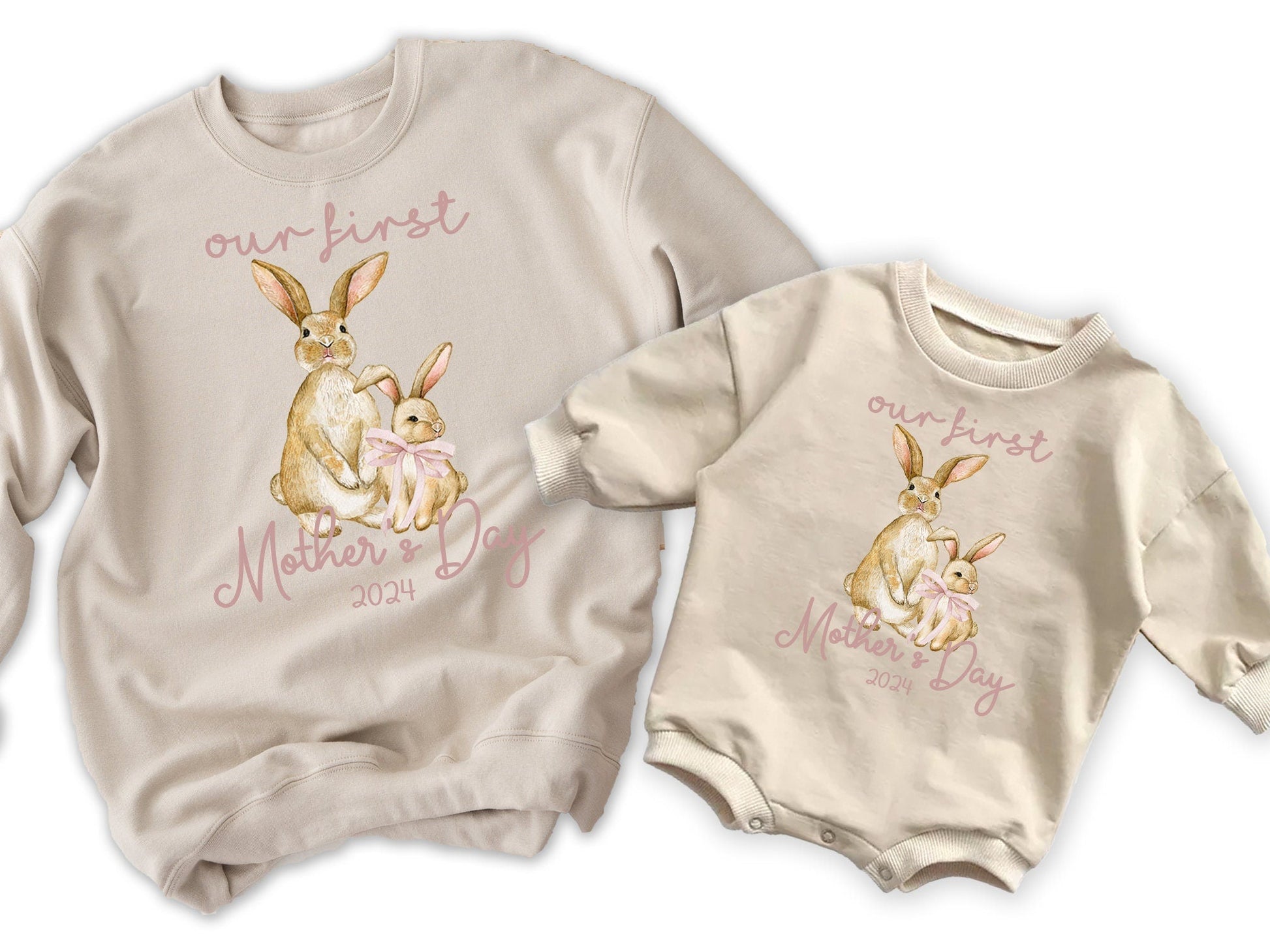 Our First Mother's Day Together 2024 Mommy and Me Matching Shirts Mother Daughter Tops - Squishy Cheeks