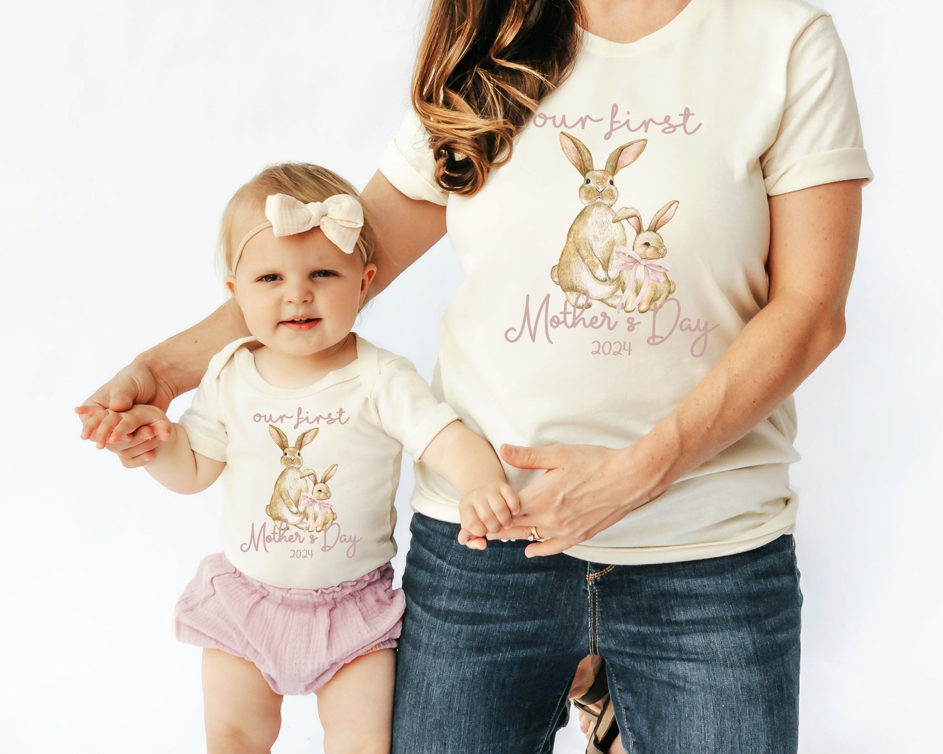 Our First Mother's Day Together 2024 Mommy and Me Matching Shirts Mother Daughter Tops - Squishy Cheeks