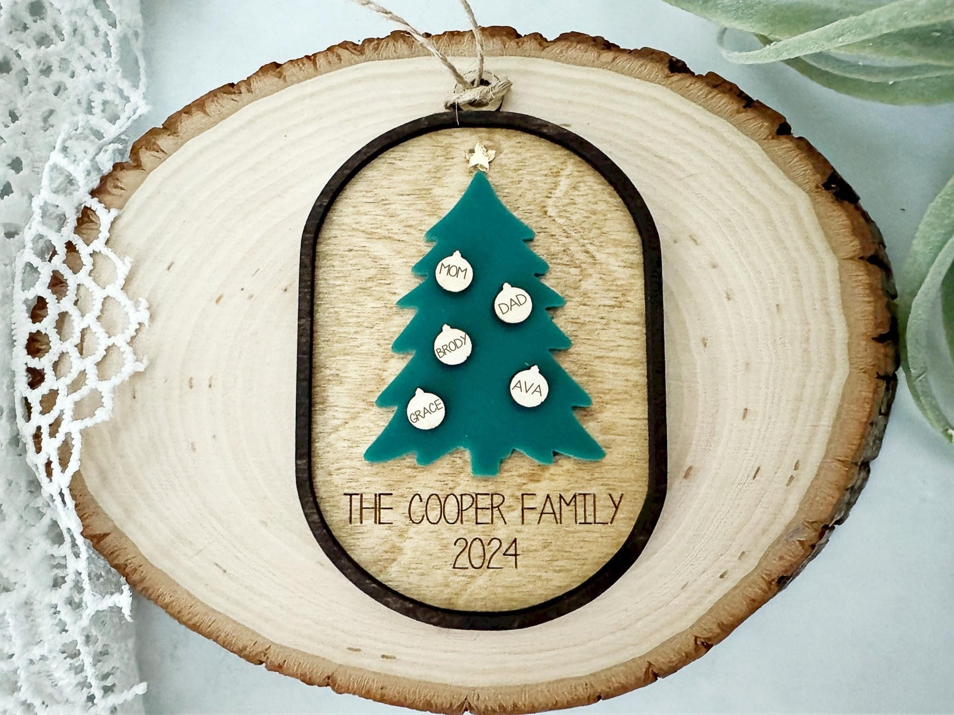 Personalized Family Christmas Tree Ornament Yearly 2024 - Squishy Cheeks