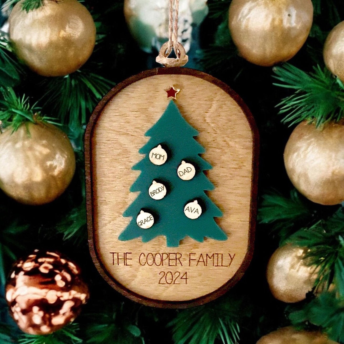 Personalized Family Christmas Tree Ornament Yearly 2024 - Squishy Cheeks