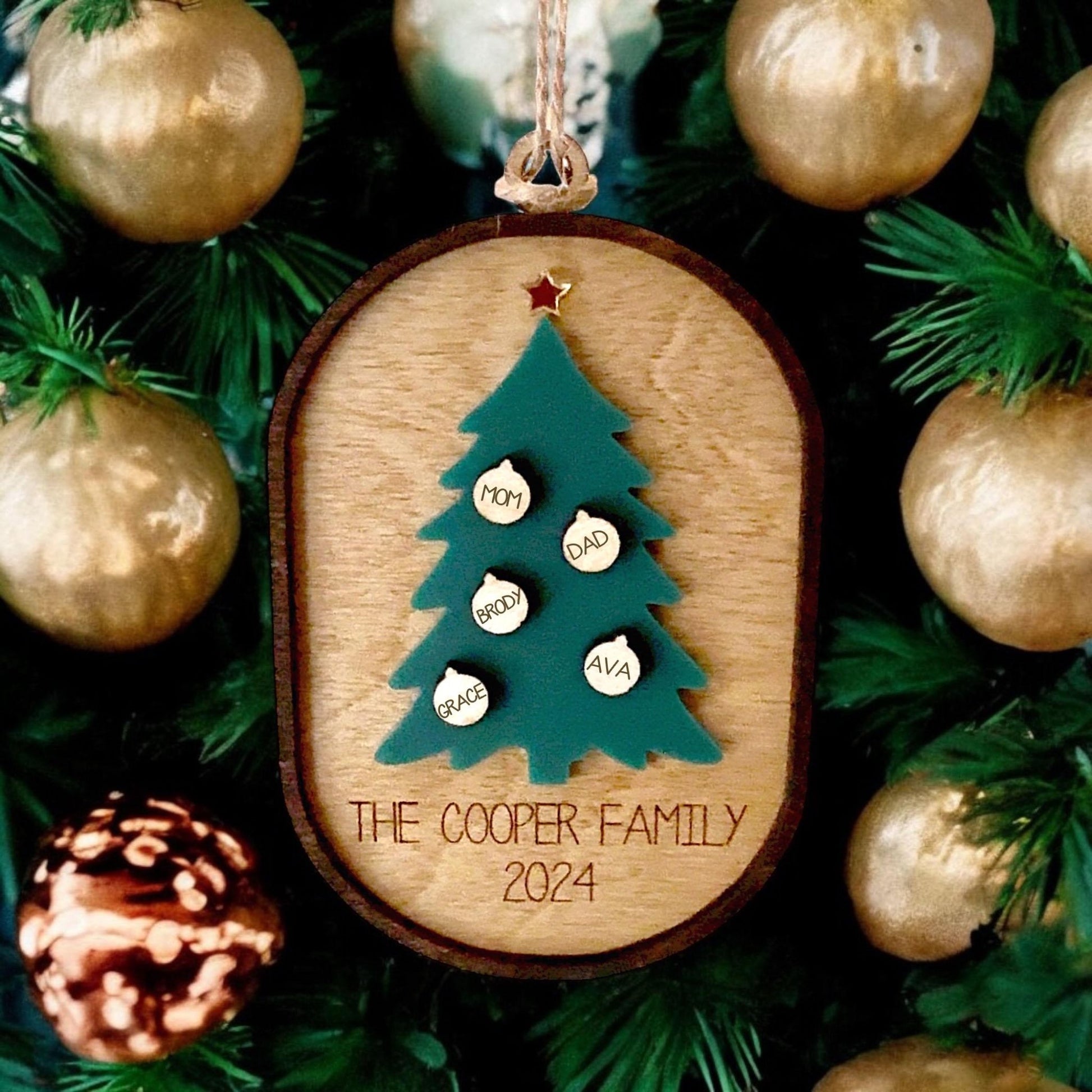 Personalized Family Christmas Tree Ornament Yearly 2024 - Squishy Cheeks