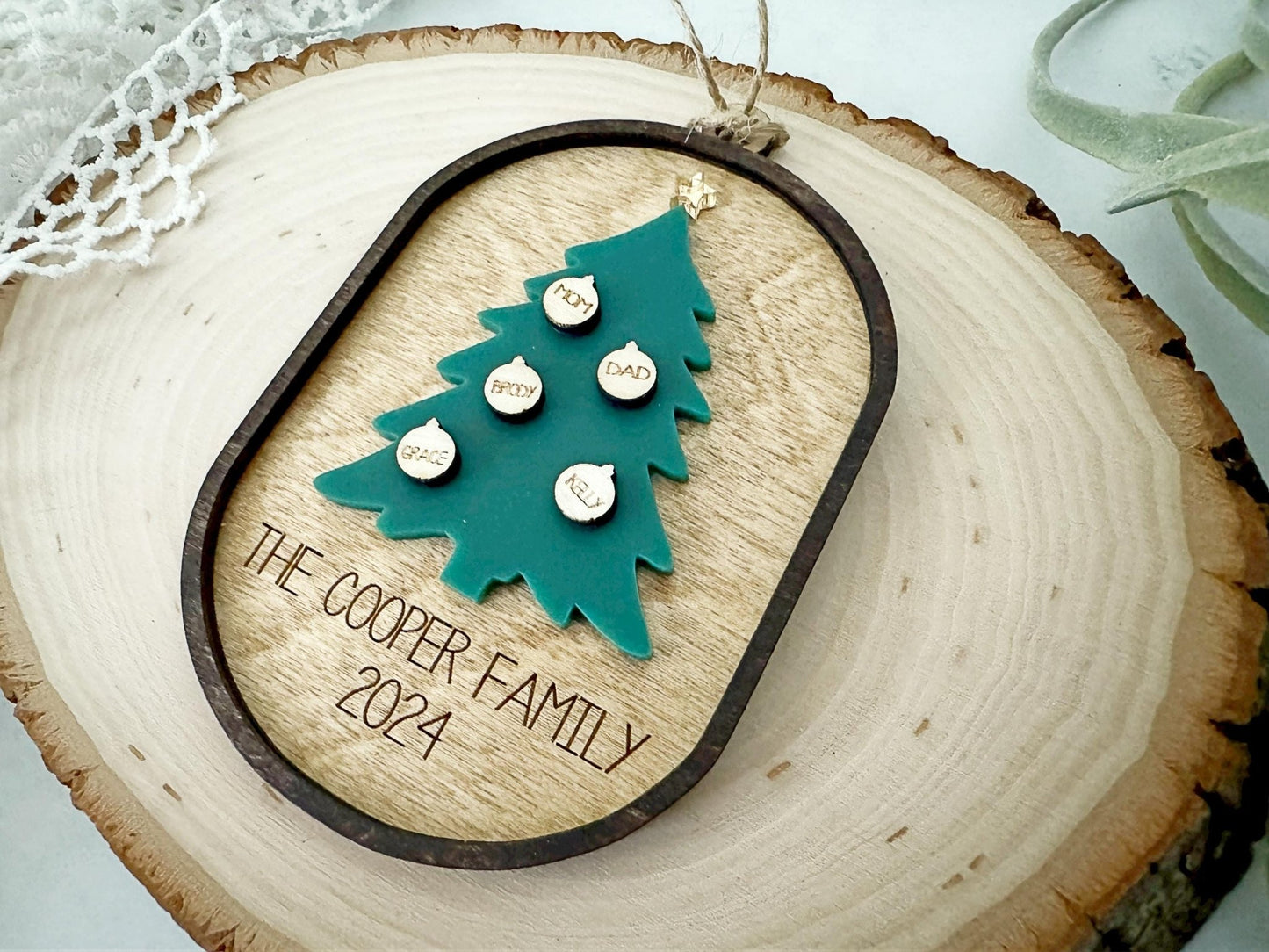 Personalized Family Christmas Tree Ornament Yearly 2024 - Squishy Cheeks