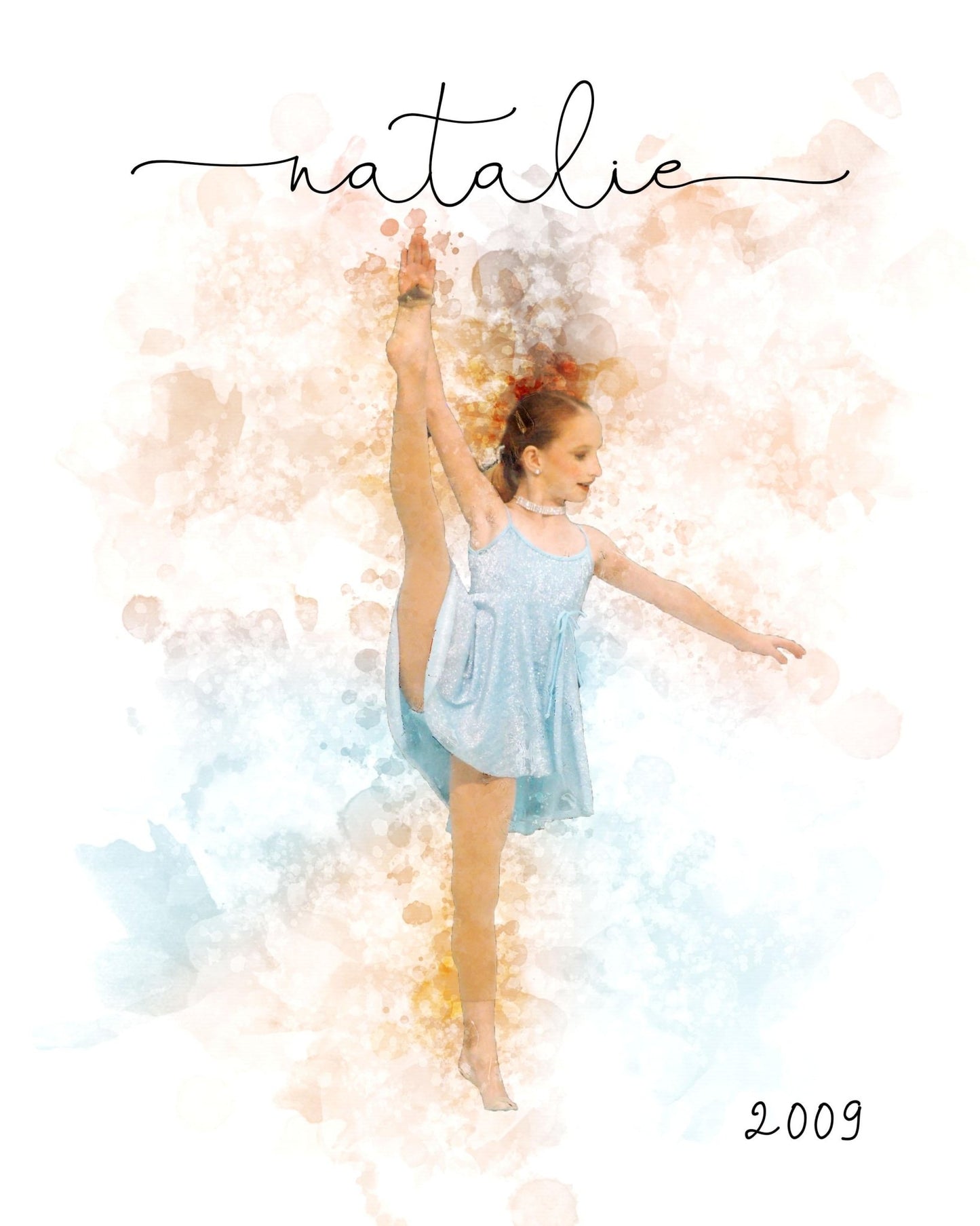 Personalized Gift for Dancer Custom Watercolor Dancer Art Photo Digital Download - Squishy Cheeks