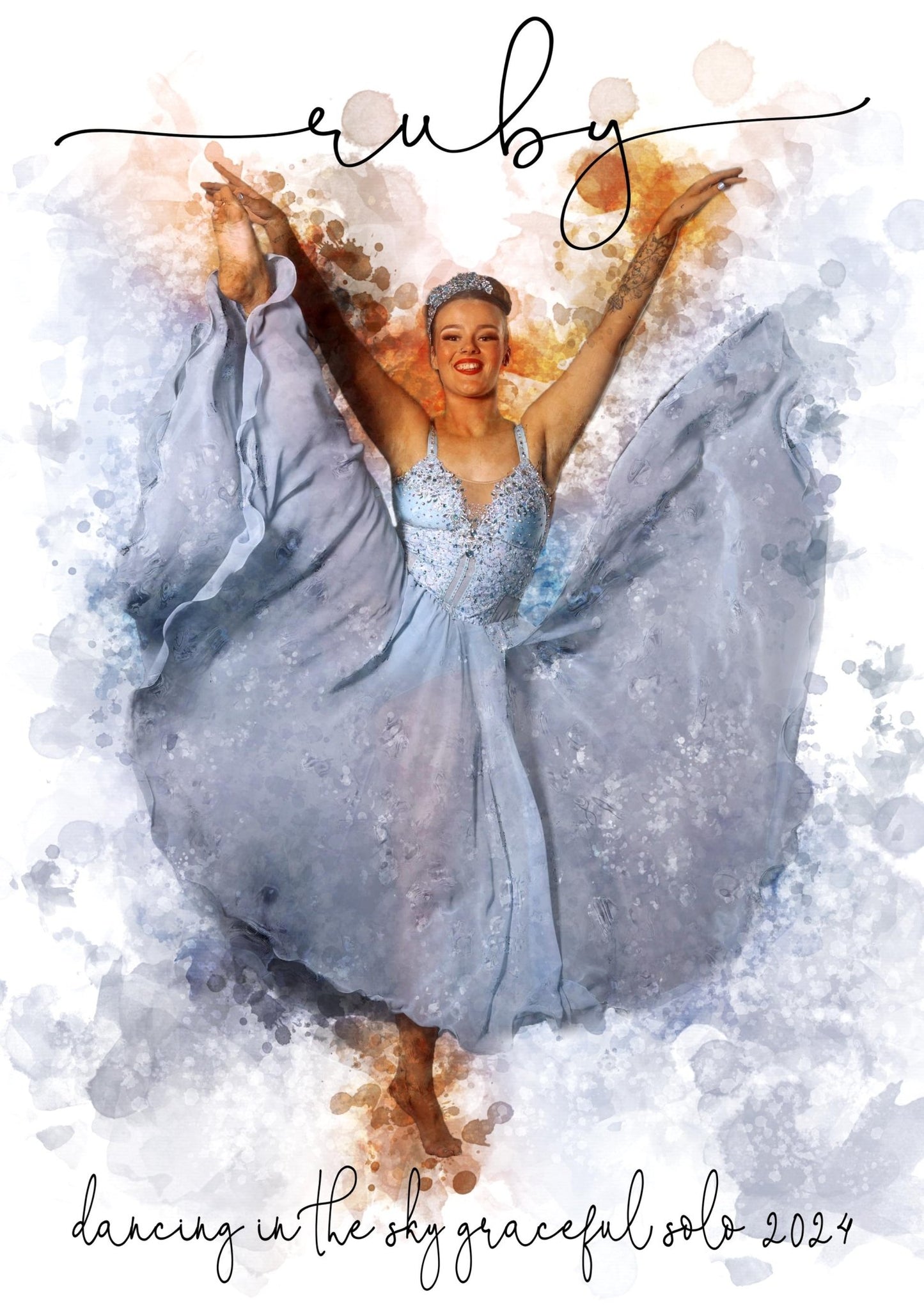 Personalized Gift for Dancer Custom Watercolor Dancer Art Photo Digital Download - Squishy Cheeks