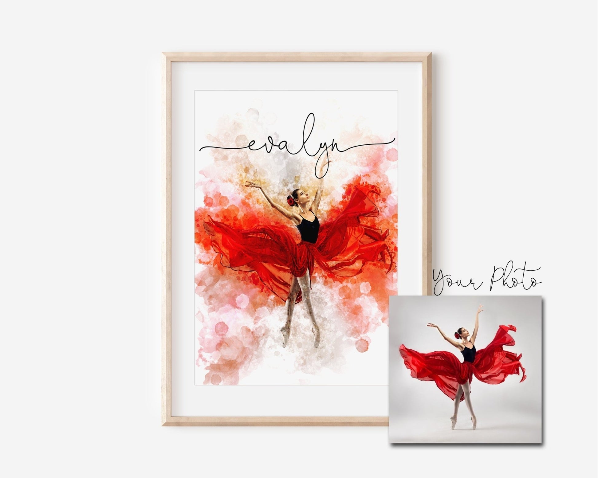 Personalized Gift for Dancer Custom Watercolor Dancer Art Photo Digital Download - Squishy Cheeks