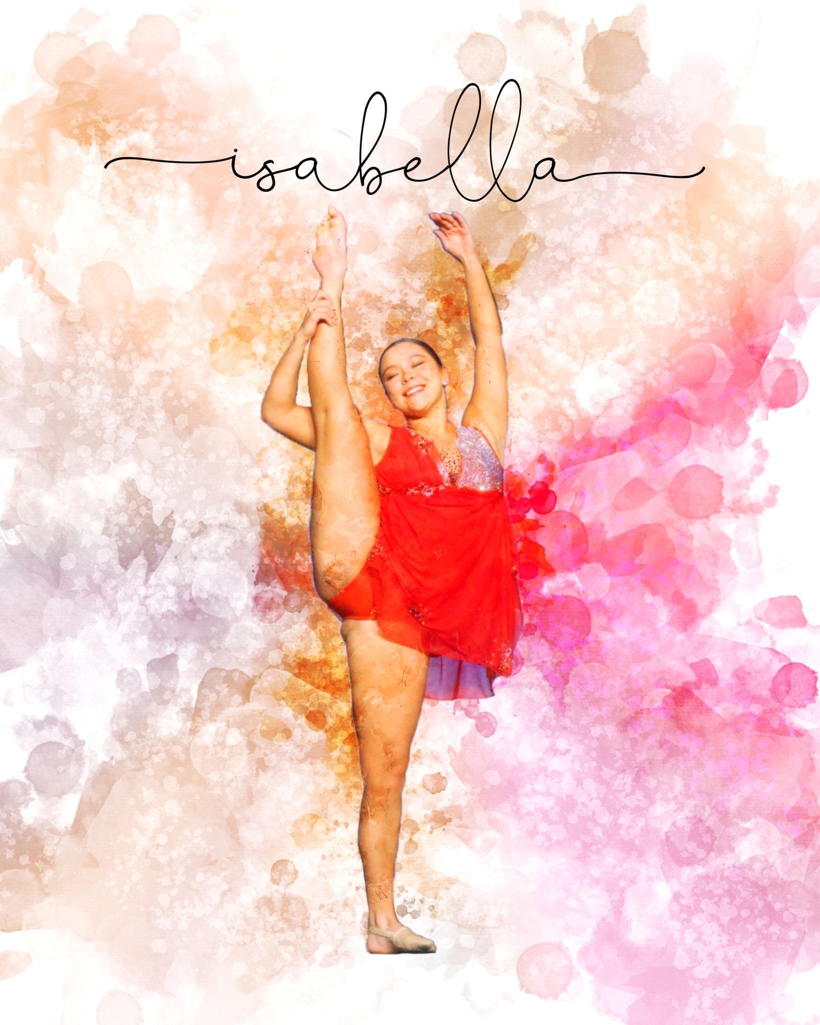 Personalized Gift for Dancer Custom Watercolor Dancer Art Photo Digital Download - Squishy Cheeks