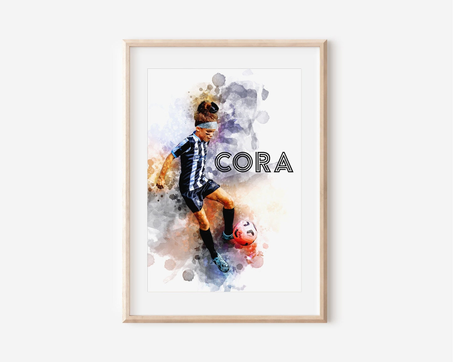 Personalized Gift for Soccer Player Custom Watercolor Soccer Art Photo Digital Download - Squishy Cheeks