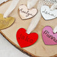 Personalized Heart Name Tag, Valentines Day Ornament, Mirror Heart Gift Bag Tag - Squishy Cheeks