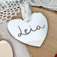 Personalized Heart Name Tag, Valentines Day Ornament, Mirror Heart Gift Bag Tag - Squishy Cheeks