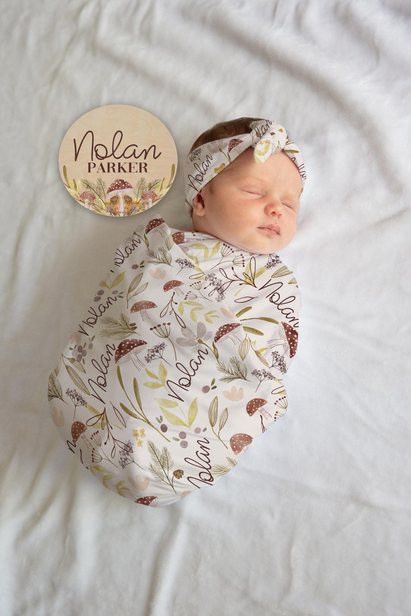 Personalized Mushroom Baby Blanket, Baby Fungi Unisex Mushroom Baby Apparel - Squishy Cheeks