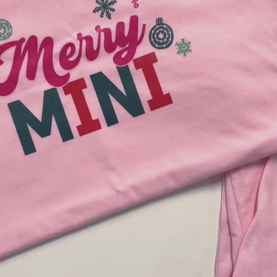 Merry Mama and Mini Matching Christmas T-shirt Set Merry and Bright Pink Christmas Modern Tees Mama and Me Set Holiday Top